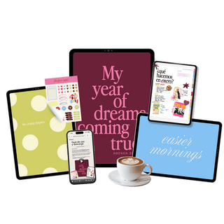 Agenda 2027 con sus regalos: End of Year Planner, Easier Mornings Journal y stickers en iPad y celular